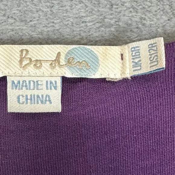 Boden Dress Womens 12R Purple Floral V Neck 3/4 Length Sleeve Midi Preppy Career - Picture 6 of 10
